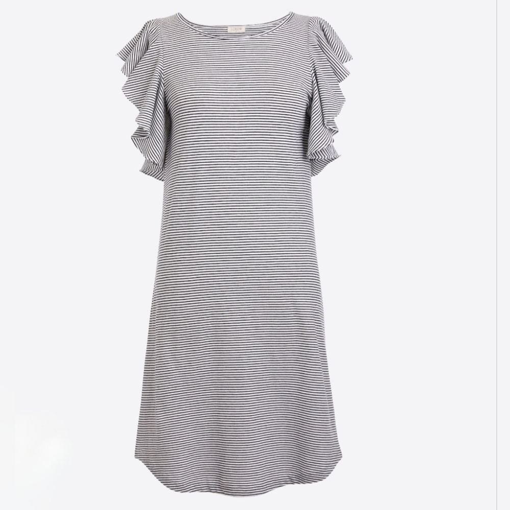 J. Crew Striped Ruffle Sleeve Dress